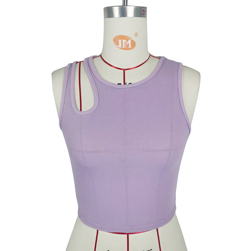 Women Cropped Slim Fit Sleeveless Vest
