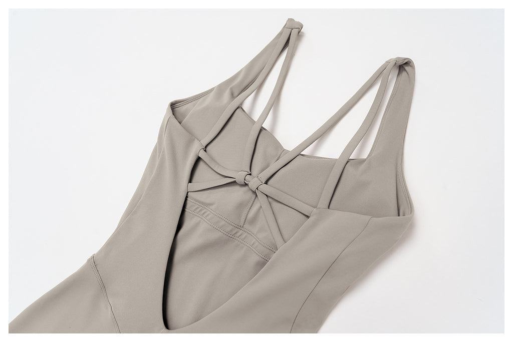 Brushed Yoga Clothes Cross Back Micro Pull Wide Leg Jumpsuit Running Sports Fitness Clothes Women