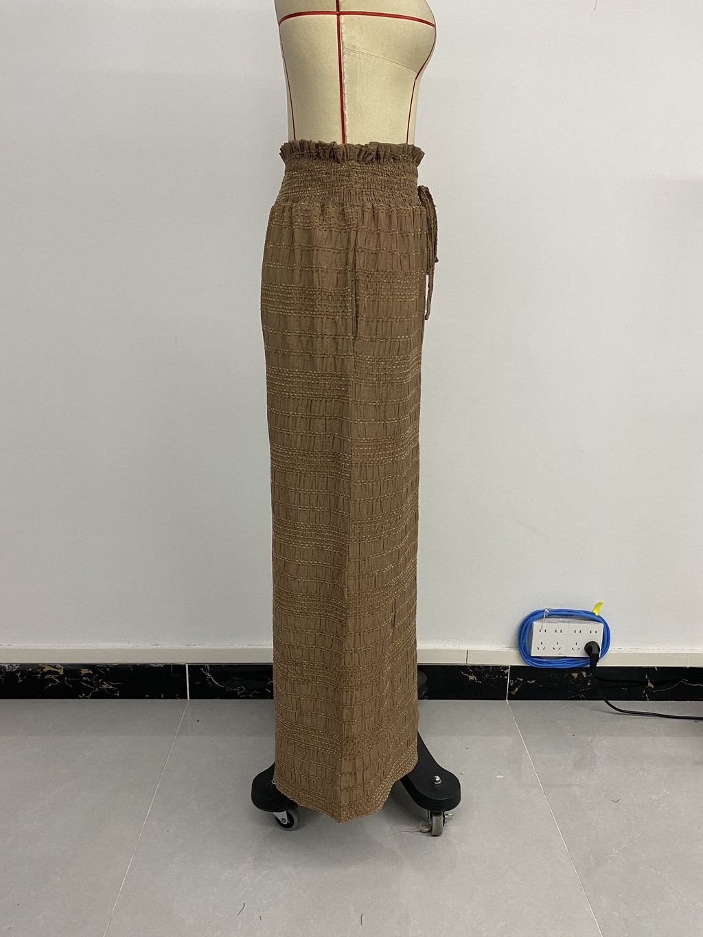 Summer Women Wear Texture Solid Color Wide Leg Casual Pants