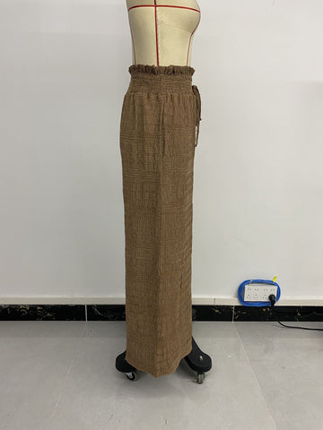 Summer Women Wear Texture Solid Color Wide Leg Casual Pants