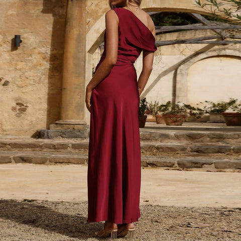 Durham Fashionable Oblique Shoulder Elegant Waist Tight French Dress