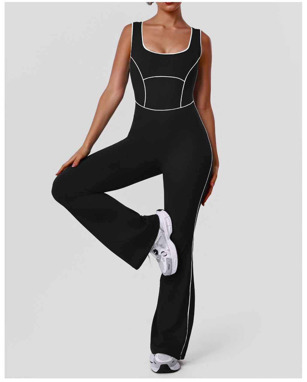 Hollow Out Cutout Contrast Color Shaping Yoga Bodysuit Peach Hip Micro Pull Jumpsuit Fitness Sportswear with Pad