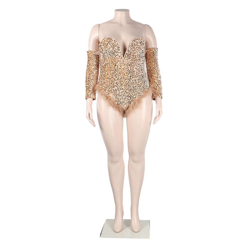 Sexy Slim Fit Feather Sequin Jumpsuit
