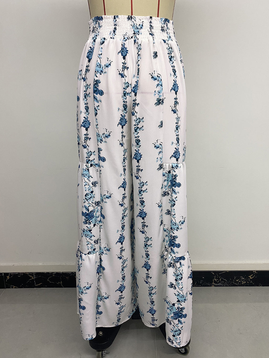 Summer Bohemian Ethnic Wide Leg Pants High Waist Strap Printing Trousers Women