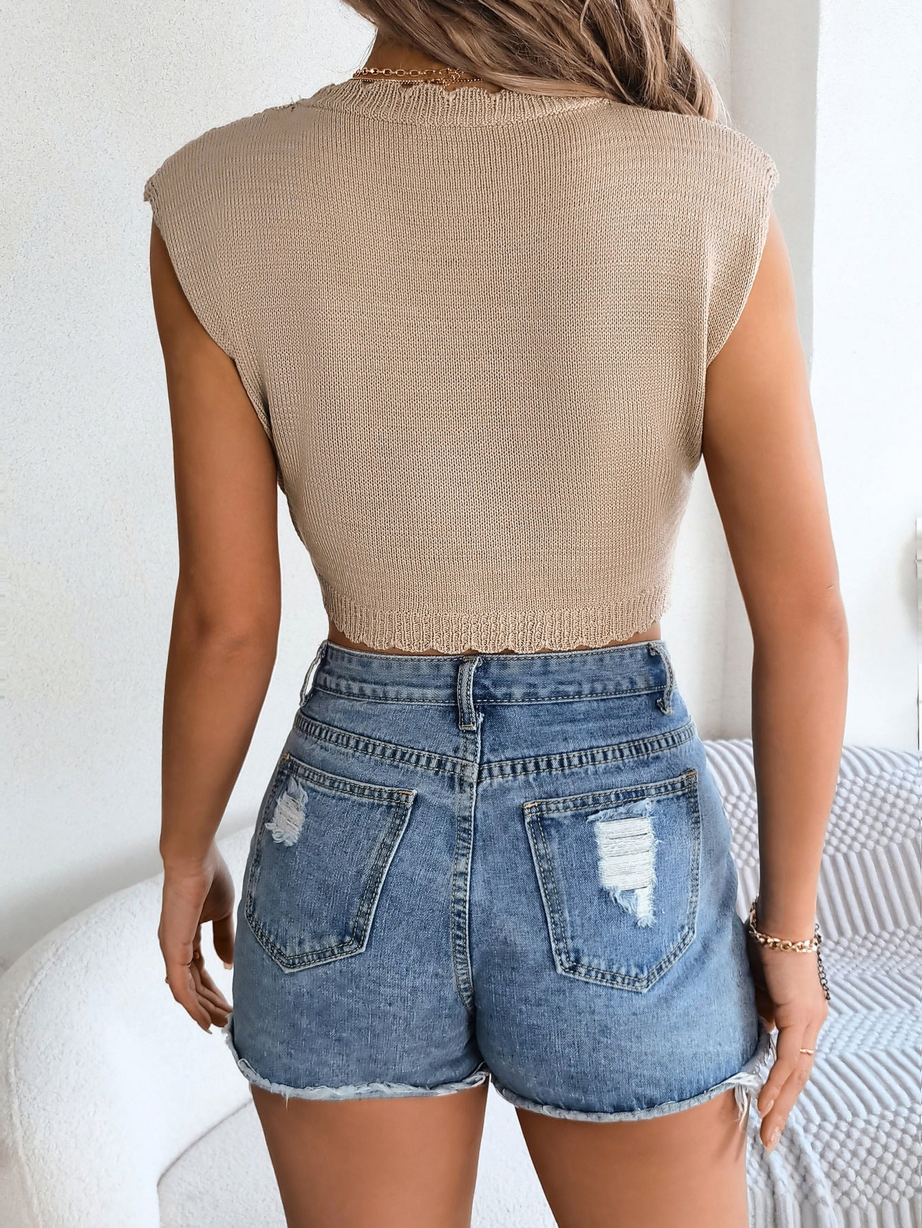 Summer Cutout out Cropped  Women Clothing