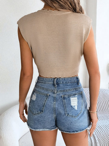 Summer Cutout out Cropped  Women Clothing