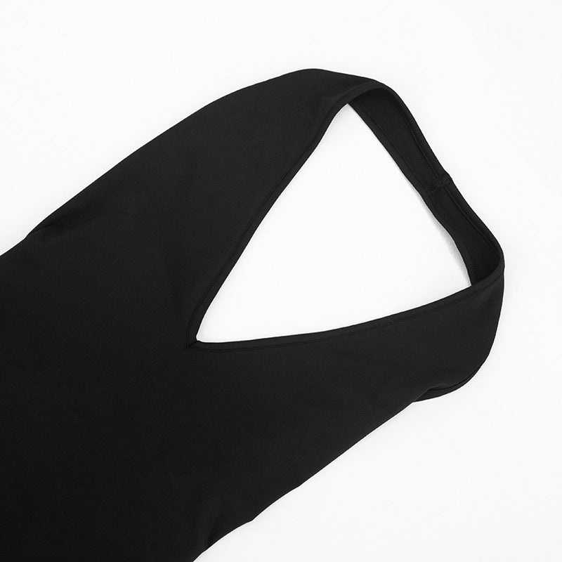 Women Clothing Summer Solid Color Sexy Sleeveless Backless Lace up Halter Cropped Long Conjoined Trousers