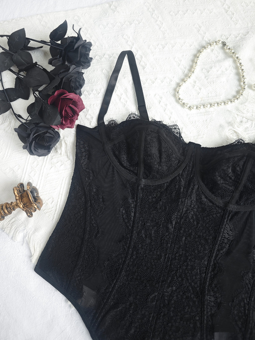 Plus Size Sexy Free Plump Girls Lace Hollow Out Cutout out Jumpsuit Outer Wear Inner Wear Sling Boning Corset