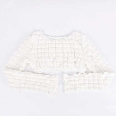 Cutout Bubble Cropped Long Sleeve
