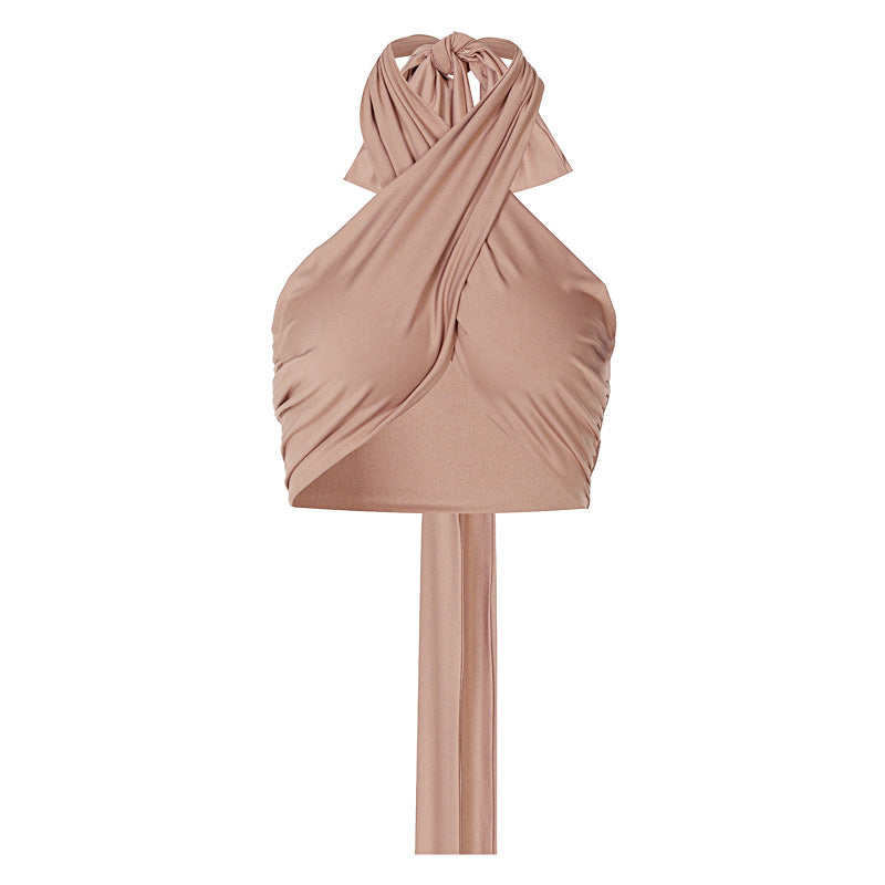 Criss Cross Women Clothing Nightclub Sexy cropped Halter Bottoming Tube Women Vest