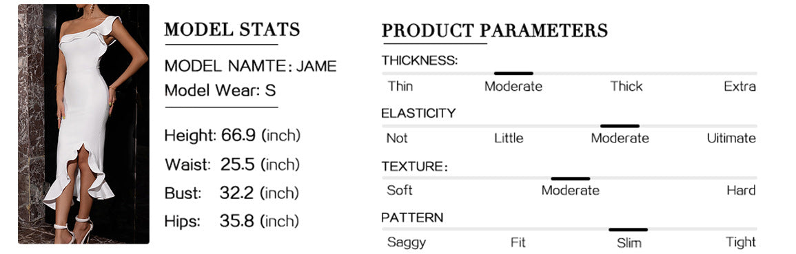 Old Forge One Shoulder Casual Elegant White Midi Dress