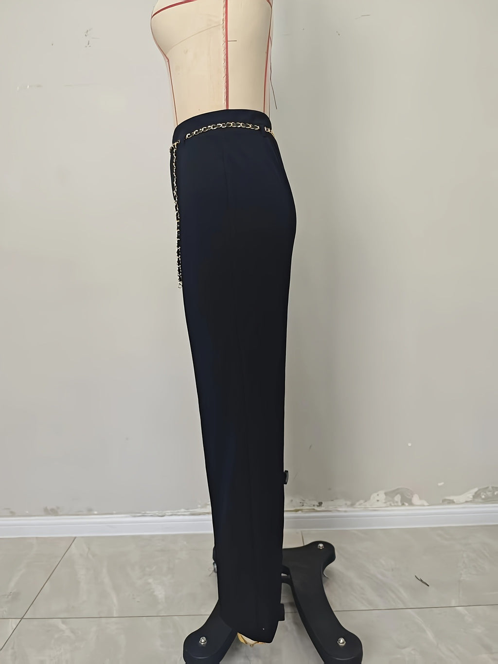 Black High Waist Drape Work Pant Office All Matching Slimming Straight Pants Workplace Elegant Cropped Pants