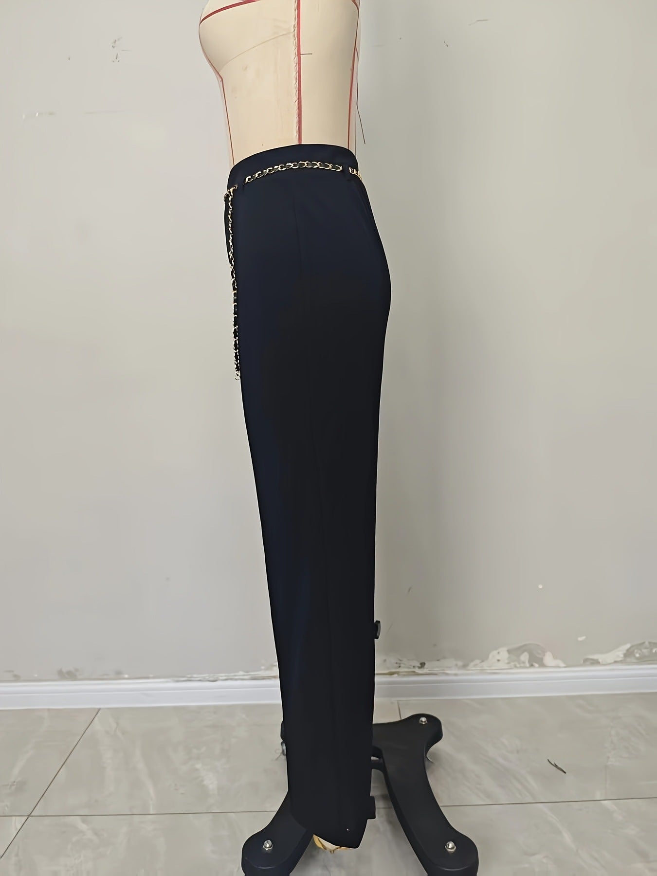 Black High Waist Drape Work Pant Office All Matching Slimming Straight Pants Workplace Elegant Cropped Pants