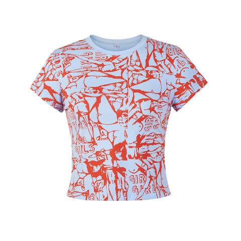 Women  Casual  Abstract Pattern Print Cropped
