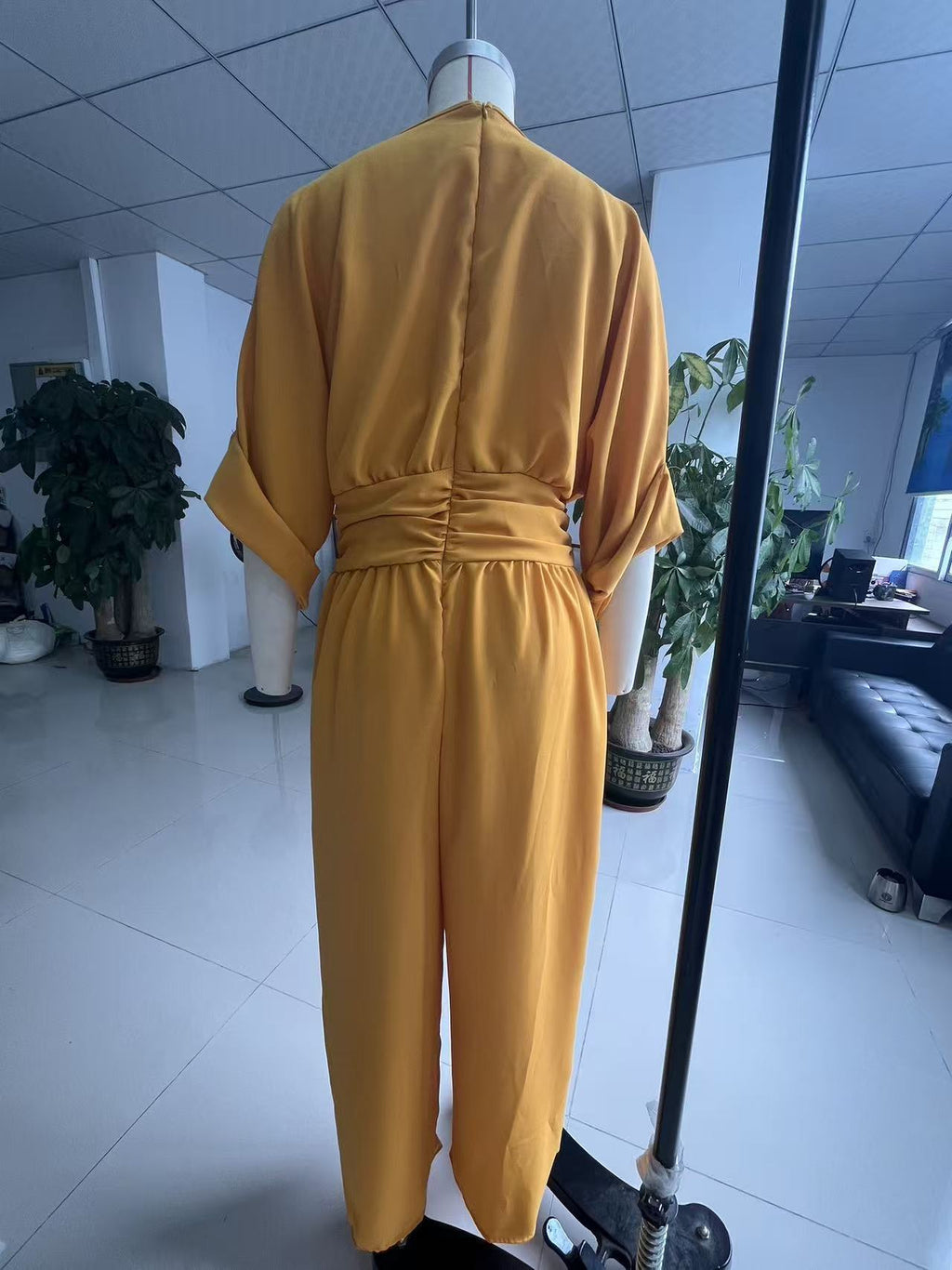 Spring Summer Elegant Tight Waist V neck Elegant Women Jumpsuit