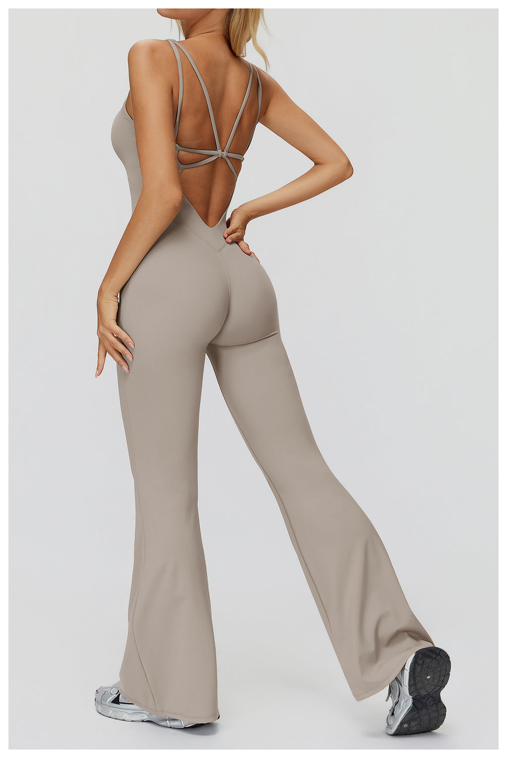 Brushed Yoga Clothes Cross Back Micro Pull Wide Leg Jumpsuit Running Sports Fitness Clothes Women