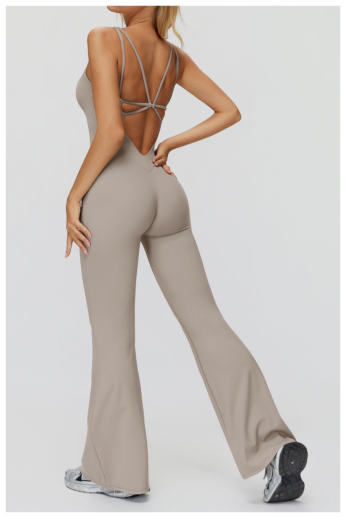 Brushed Yoga Clothes Cross Back Micro Pull Wide Leg Jumpsuit Running Sports Fitness Clothes Women