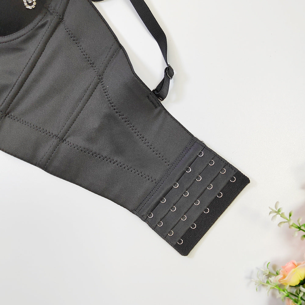women Boning Corset With Sexy Metal Diamond Chain