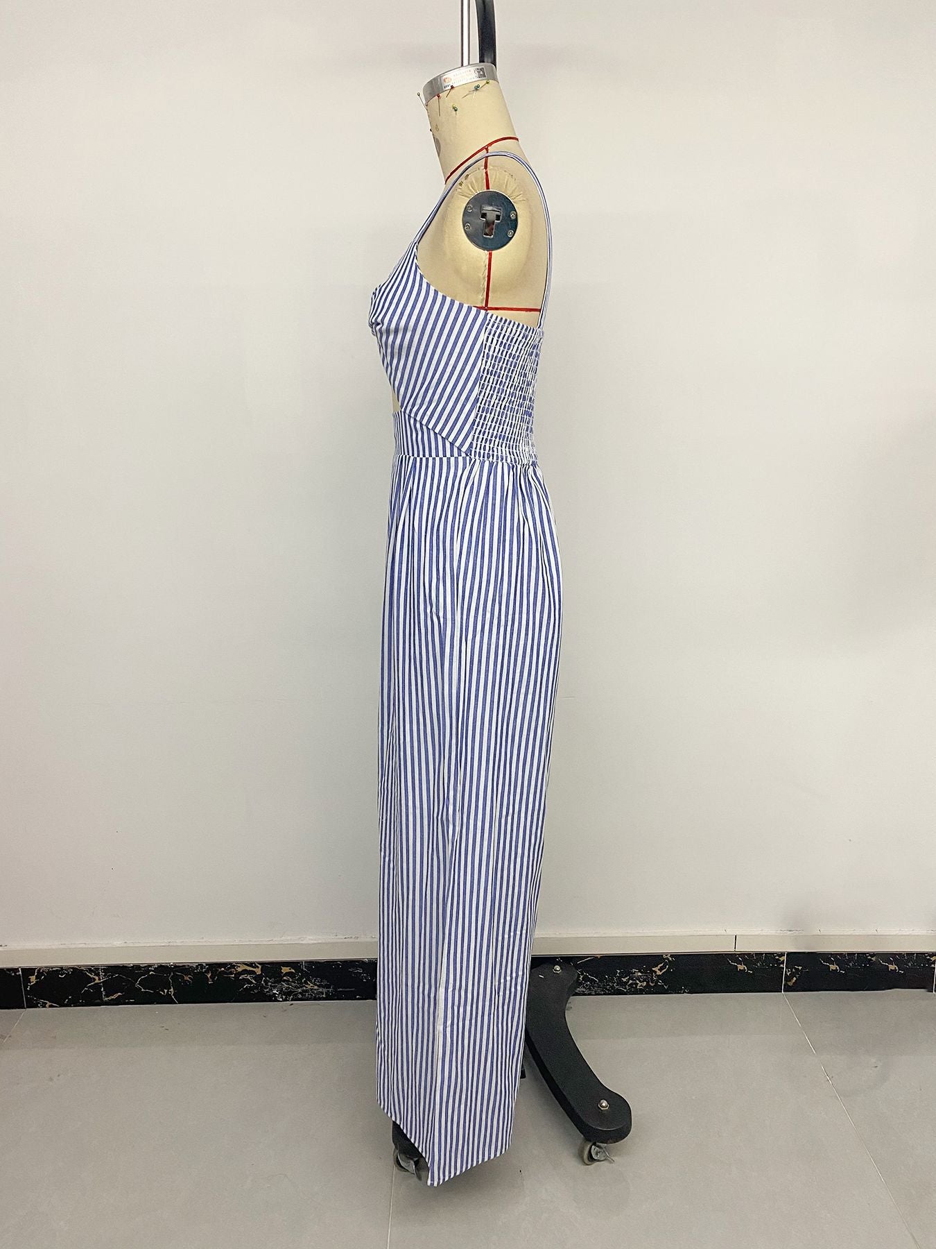 Vacation Fresh Jumpsuit Hollow Out Cutout out Camisole Striped Twist Backless Siamese Trousers
