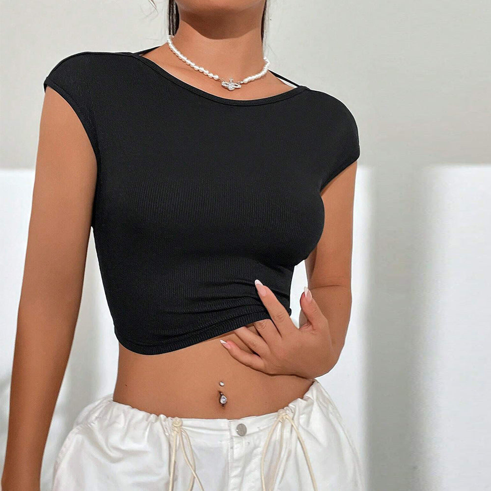 Spring  Women Bare Back  Sleeve Top