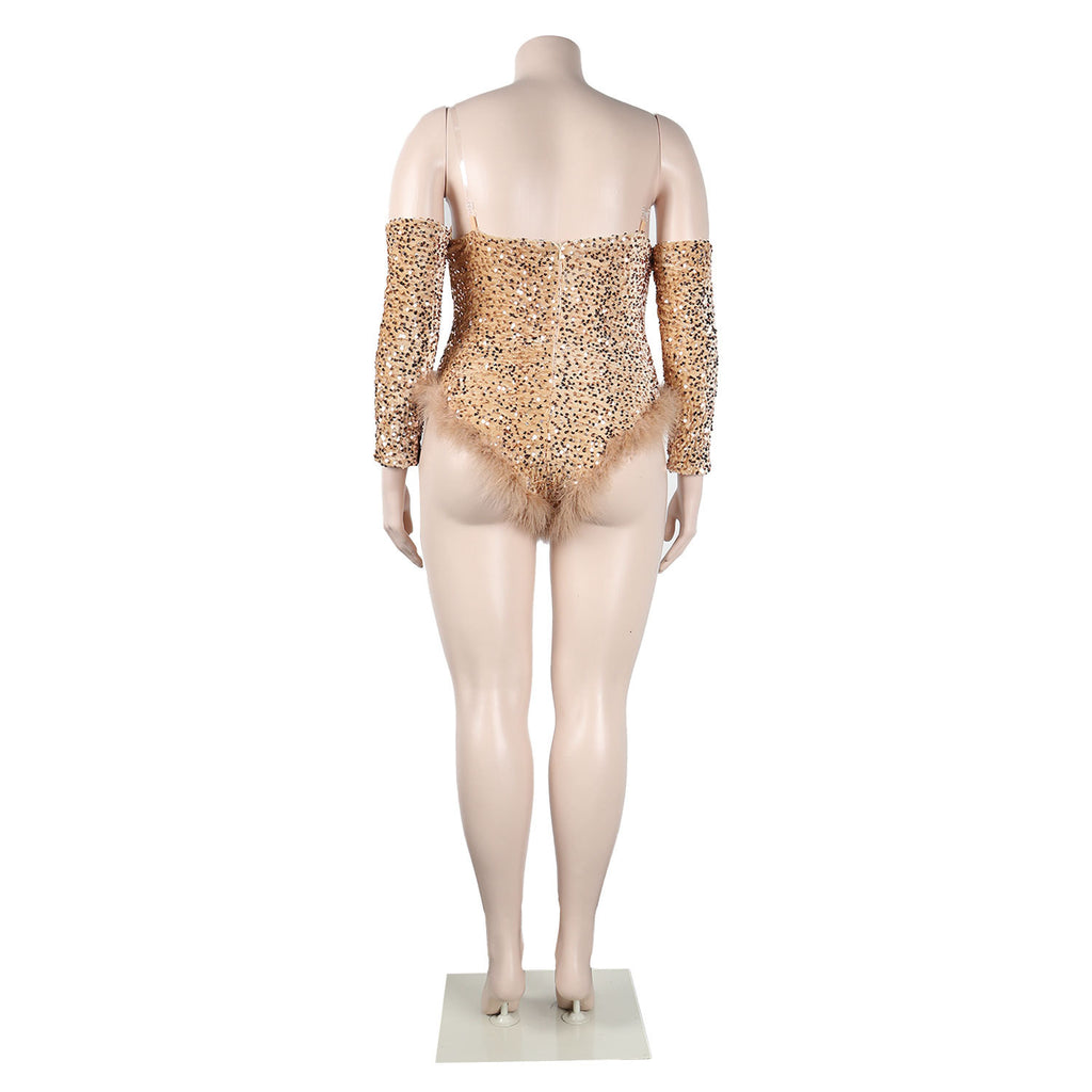 Sexy Slim Fit Feather Sequin Jumpsuit