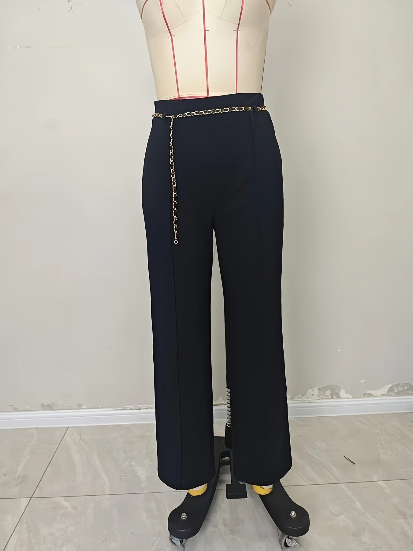 Black High Waist Drape Work Pant Office All Matching Slimming Straight Pants Workplace Elegant Cropped Pants