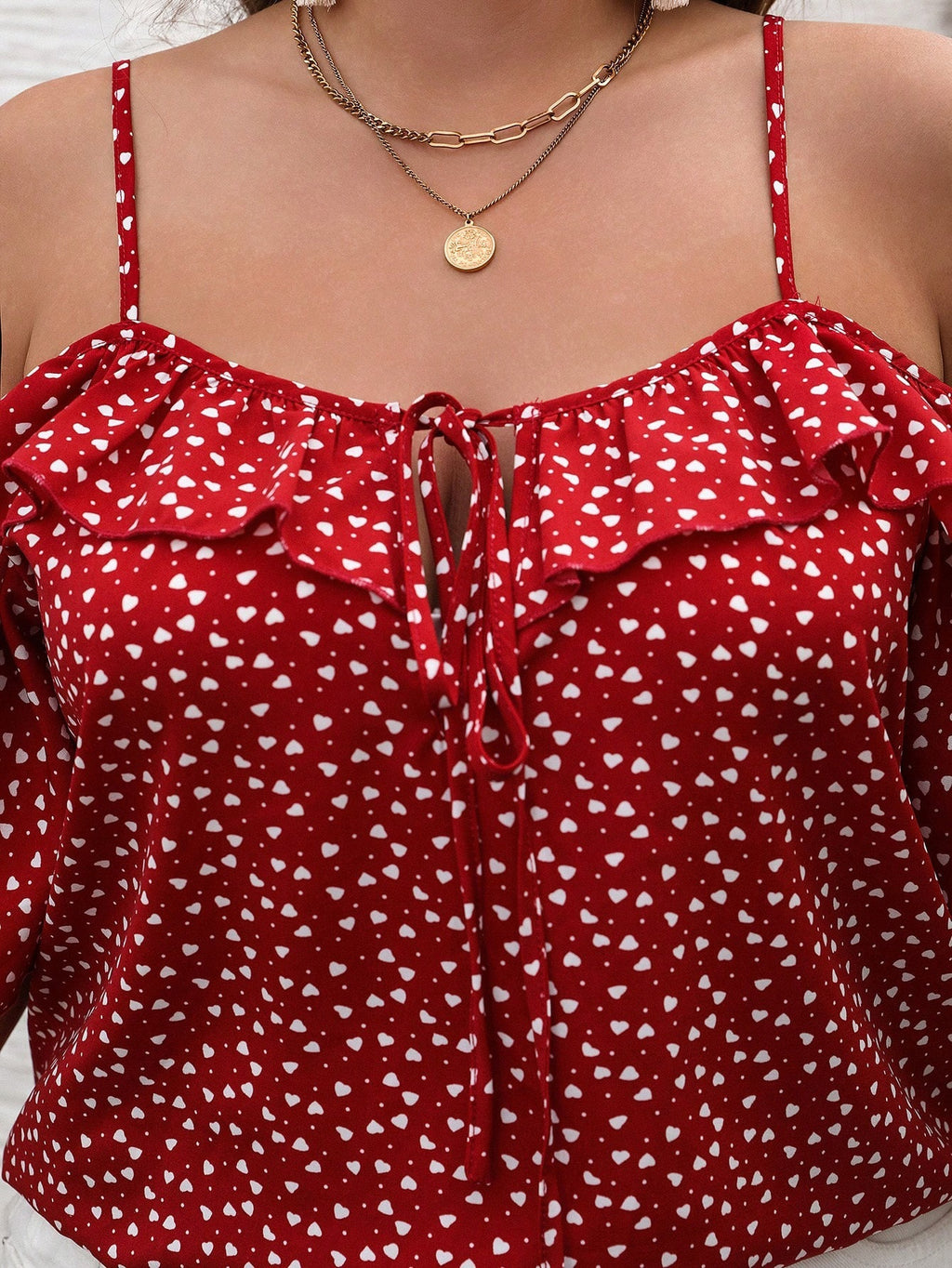 Plus Size Women Clothing Age Reducing Sweet T shirt Summer Slim Fit Slimming Polka Dot Brace Top