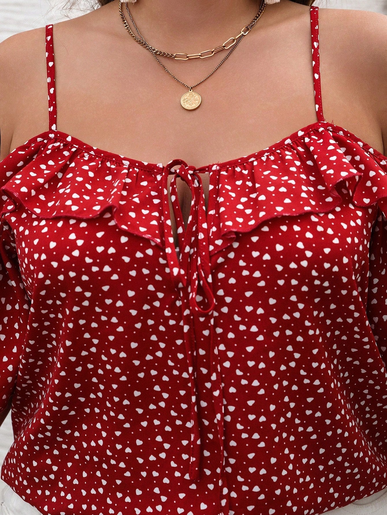 Plus Size Women Clothing Age Reducing Sweet T shirt Summer Slim Fit Slimming Polka Dot Brace Top