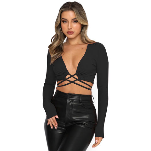 Long Spring Deep V Plunge Strap Sexy