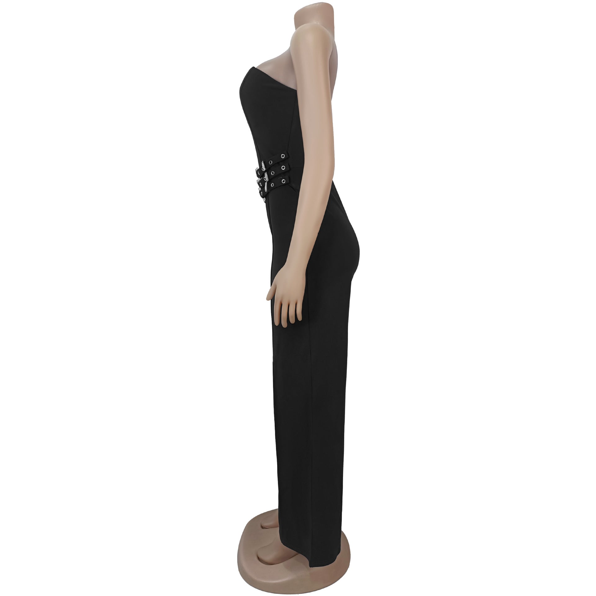 Women Wear Casual Sexy Tube Top Metal Buckle Jumpsuit