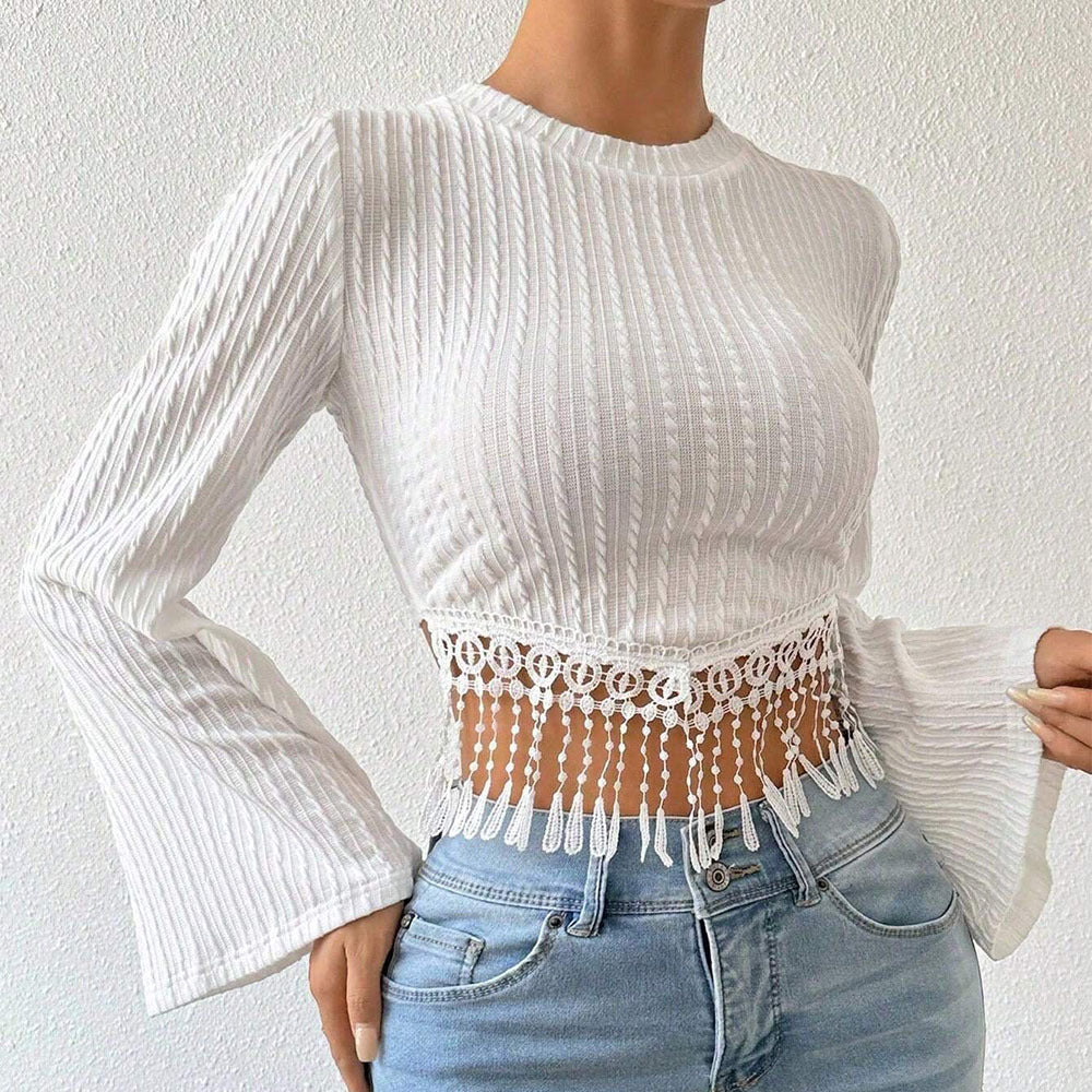 Women  Autumn Tassel Bell Sleeve