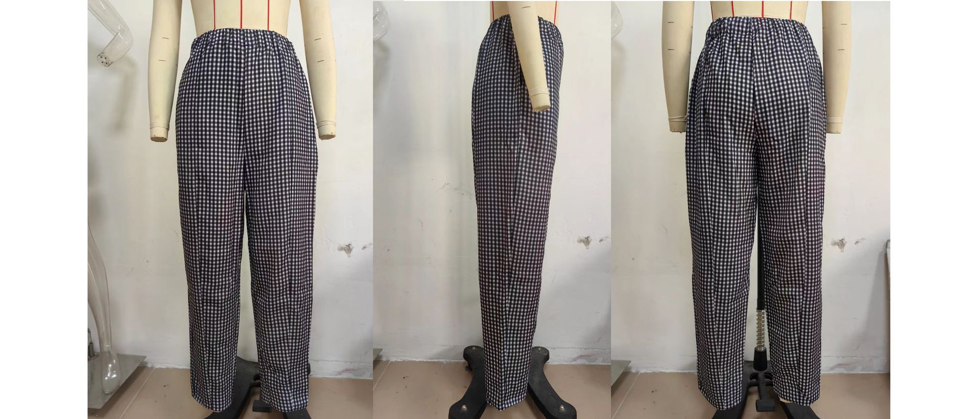 Plaid Straight Leg Pants Summer Women Thin High Waist Drooping Casual Walking Pants