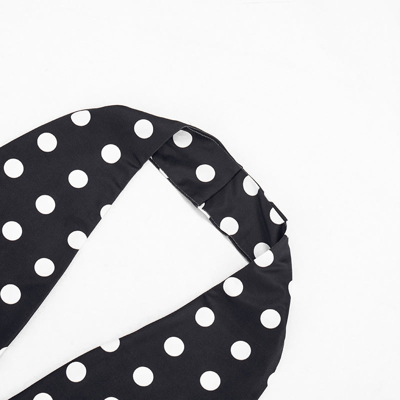 Women Clothing Summer Polka Dot Print Sleeveless Halter Strap Backless Cropped Long Conjoined Trousers