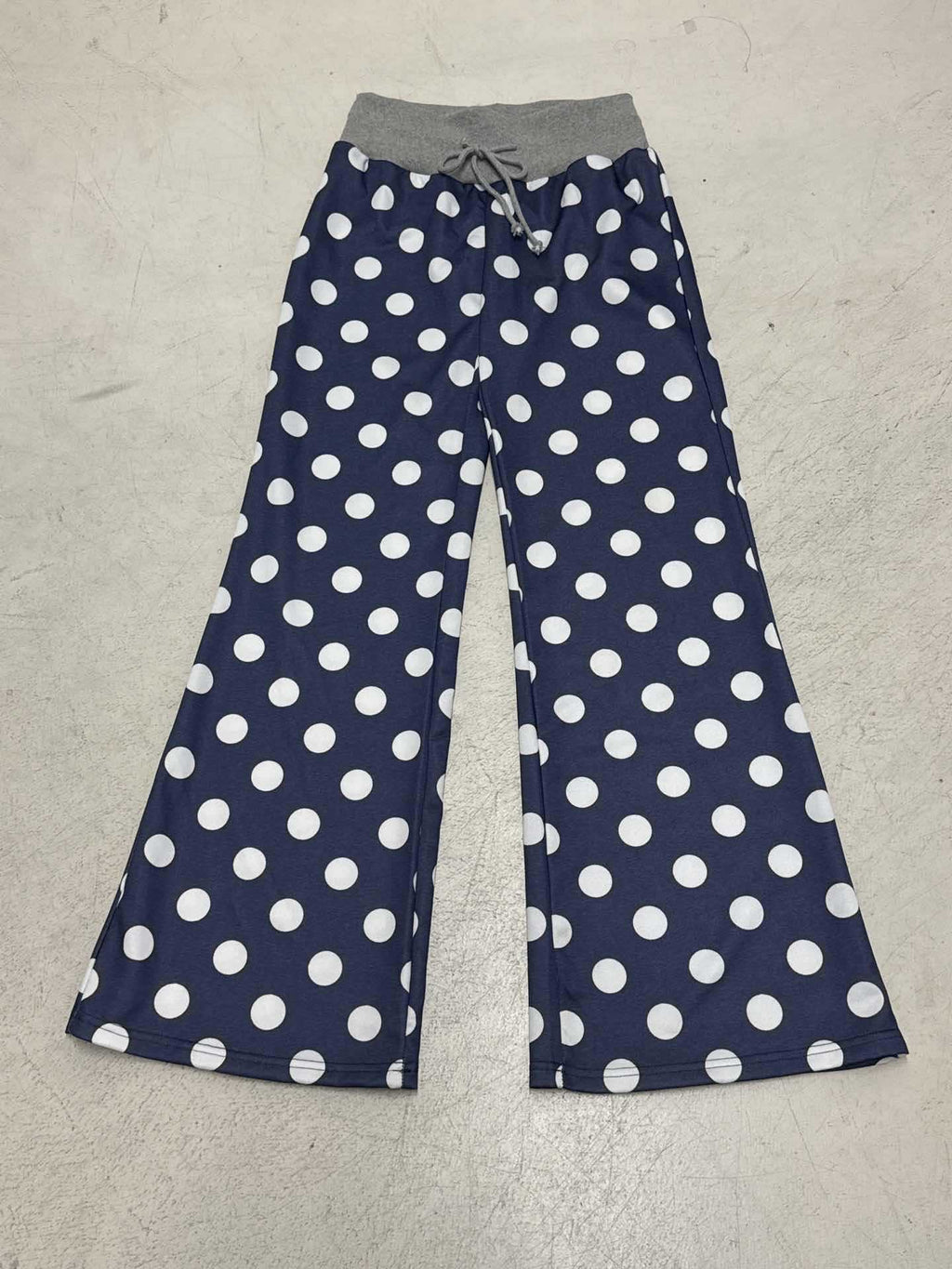 Idle Casual Trousers Polka Dot Print Contrast Color Lace up Loose Straight Walking Pants Comfortable Home Wear Pajama Pants