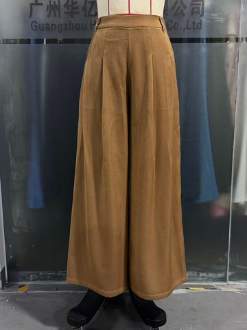 Spring Autumn Loose Suit Smoke Tube Machete Wide Leg Pants Slimming Draping Small Khaki Women Casual Pants
