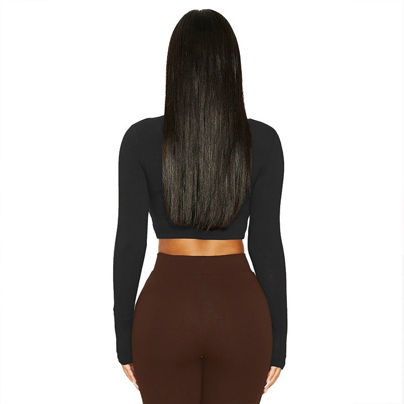 Spring Women Slim U Neck Long-Sleeved