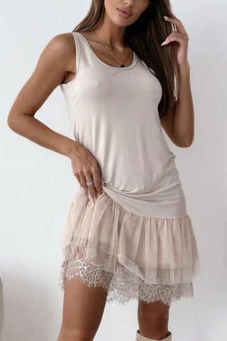 San Carlos Elastic Stitching Stunning Casual Holiday Party Lace Mini Dress