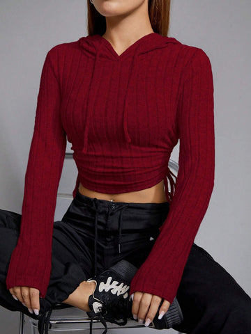 Women Trendy Fall Slim Wine Hood