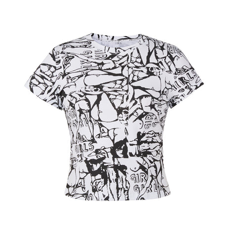 Women  Casual  Abstract Pattern Print Cropped