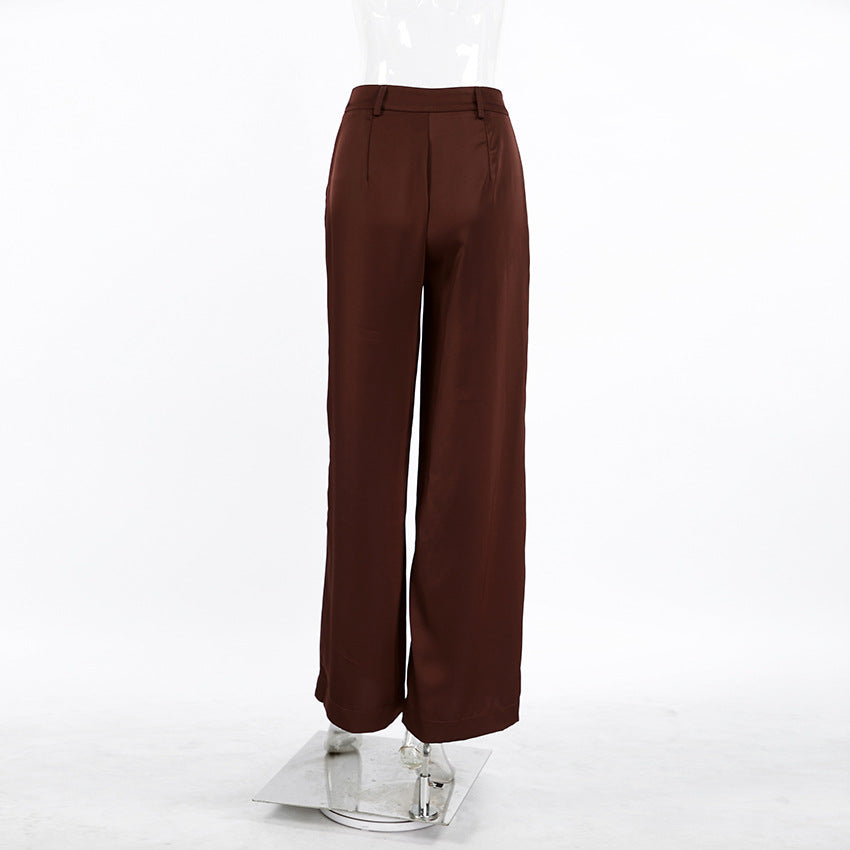 Loose Drooping High Waist Casual Pants for Women Spring Lazy Wind Slimming Wide Leg Pants