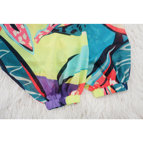 Women  Printing Batwing Sleeve