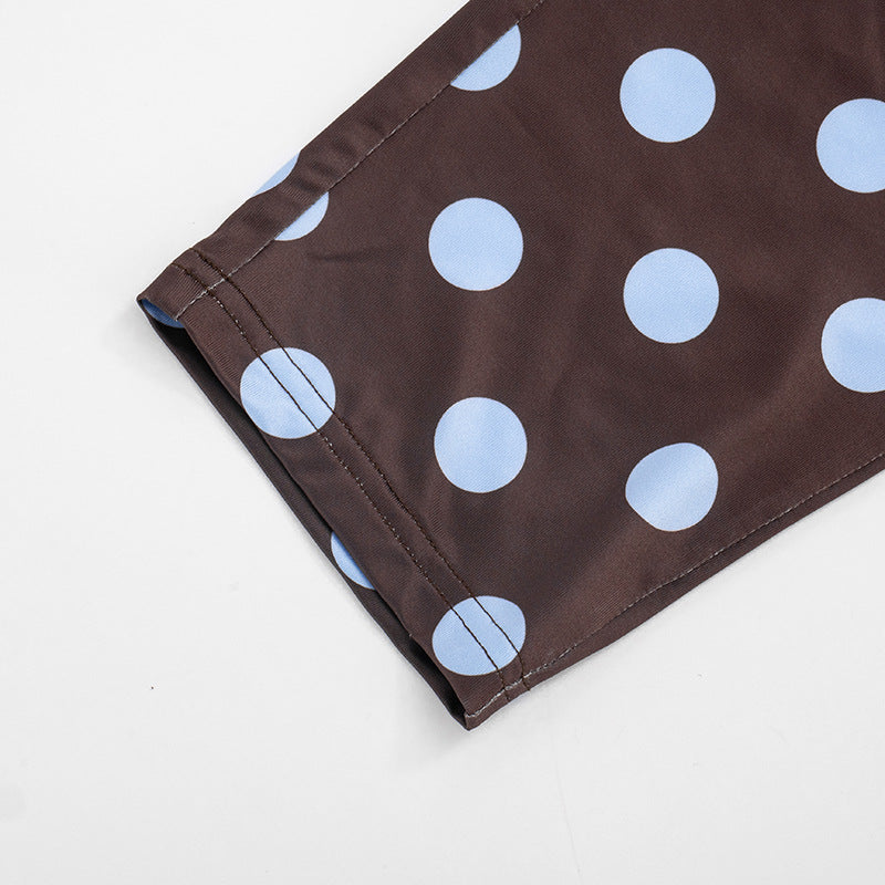 Women Clothing Summer Polka Dot Print Sleeveless Halter Tied Slim Fit Cropped Jumpsuit