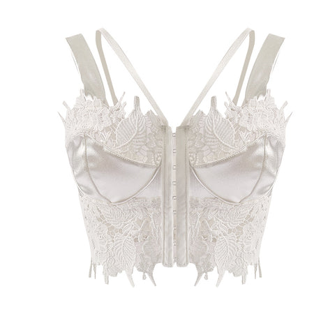 Sexy Camisole Lace Mesh See Through Double Shoulder Strap Top