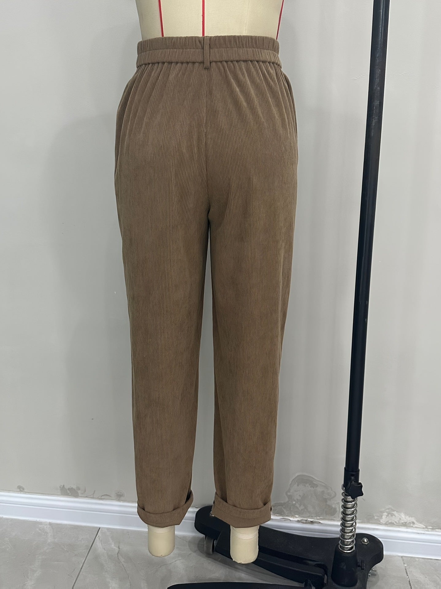 Autumn Women Casual Loose Corduroy High Waist Straight Pants