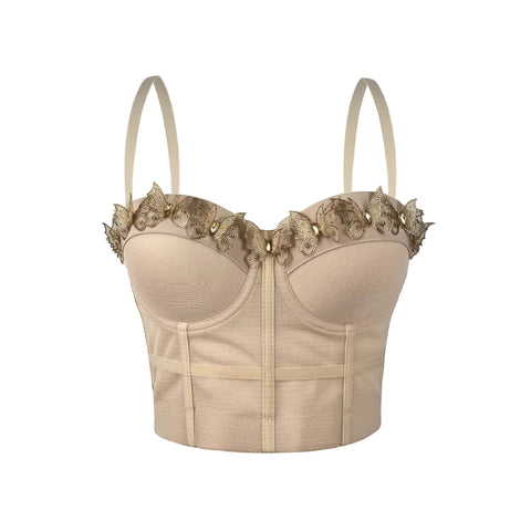Sabana Perdida Three Dimensional Butterfly Decorative Camisole Mesh Sexy Top