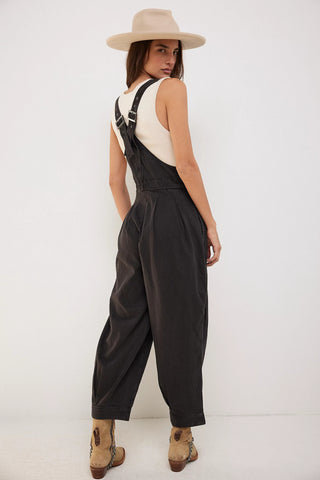 Women Loose Casual Side Pocket Sleeveless Denim Suspender Pants