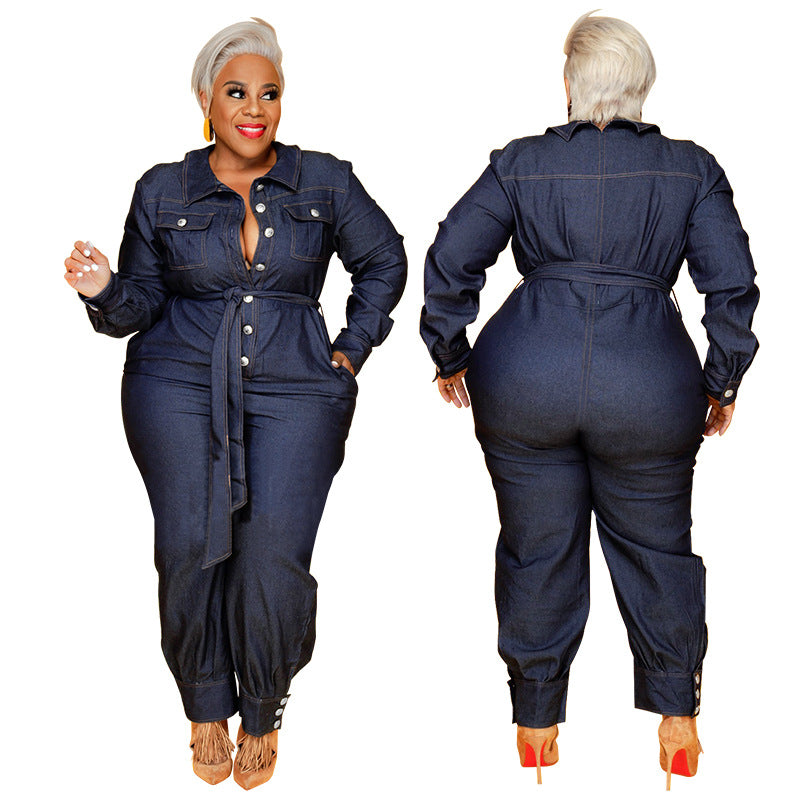 New Fall Winter Slim V-neck Casual Women Clothing Jumpsuit