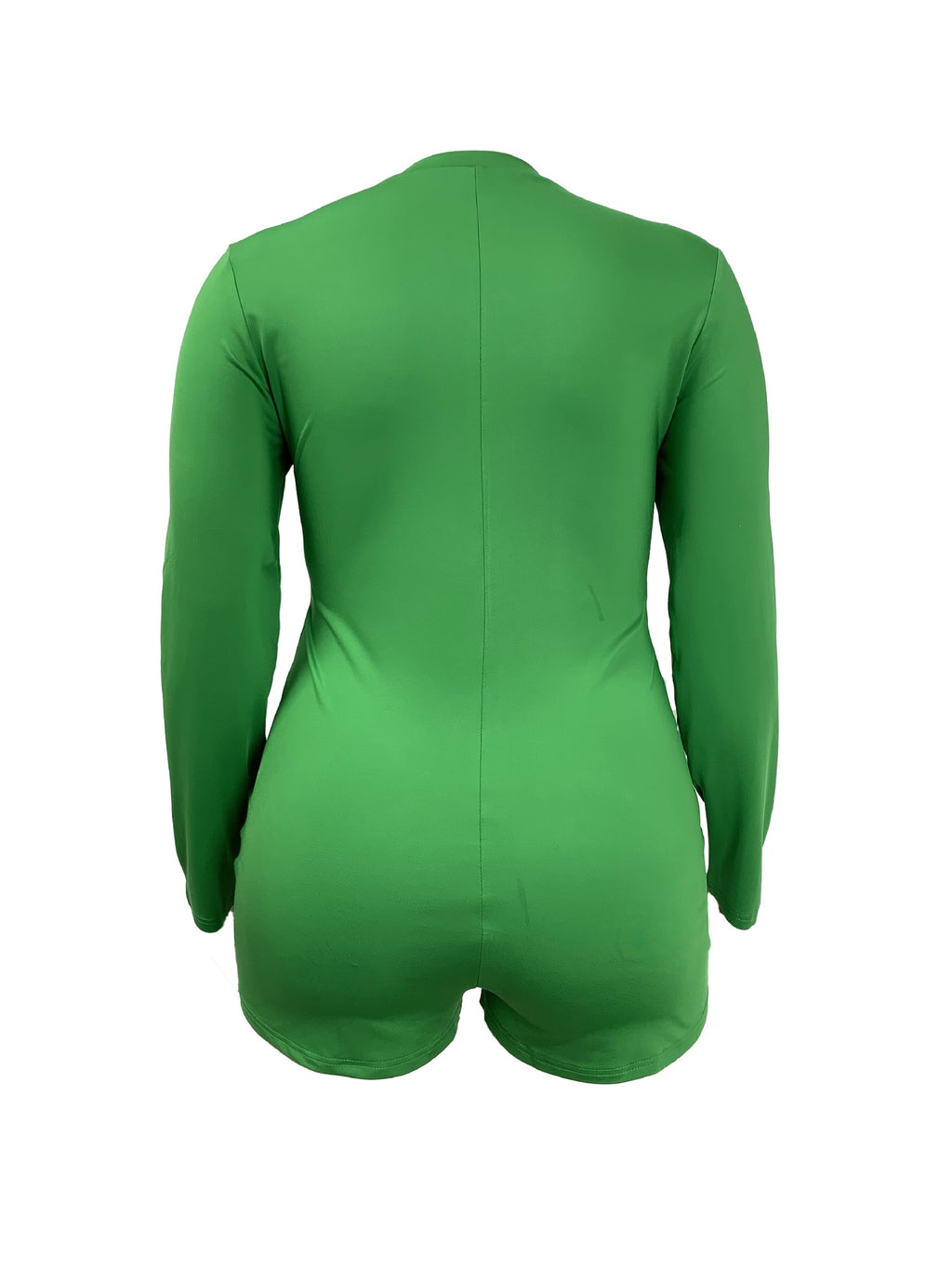 Plus Size Spring Summer Simplicity Slim round Neck Long Sleeve Zipper Cautious Jumpsuit