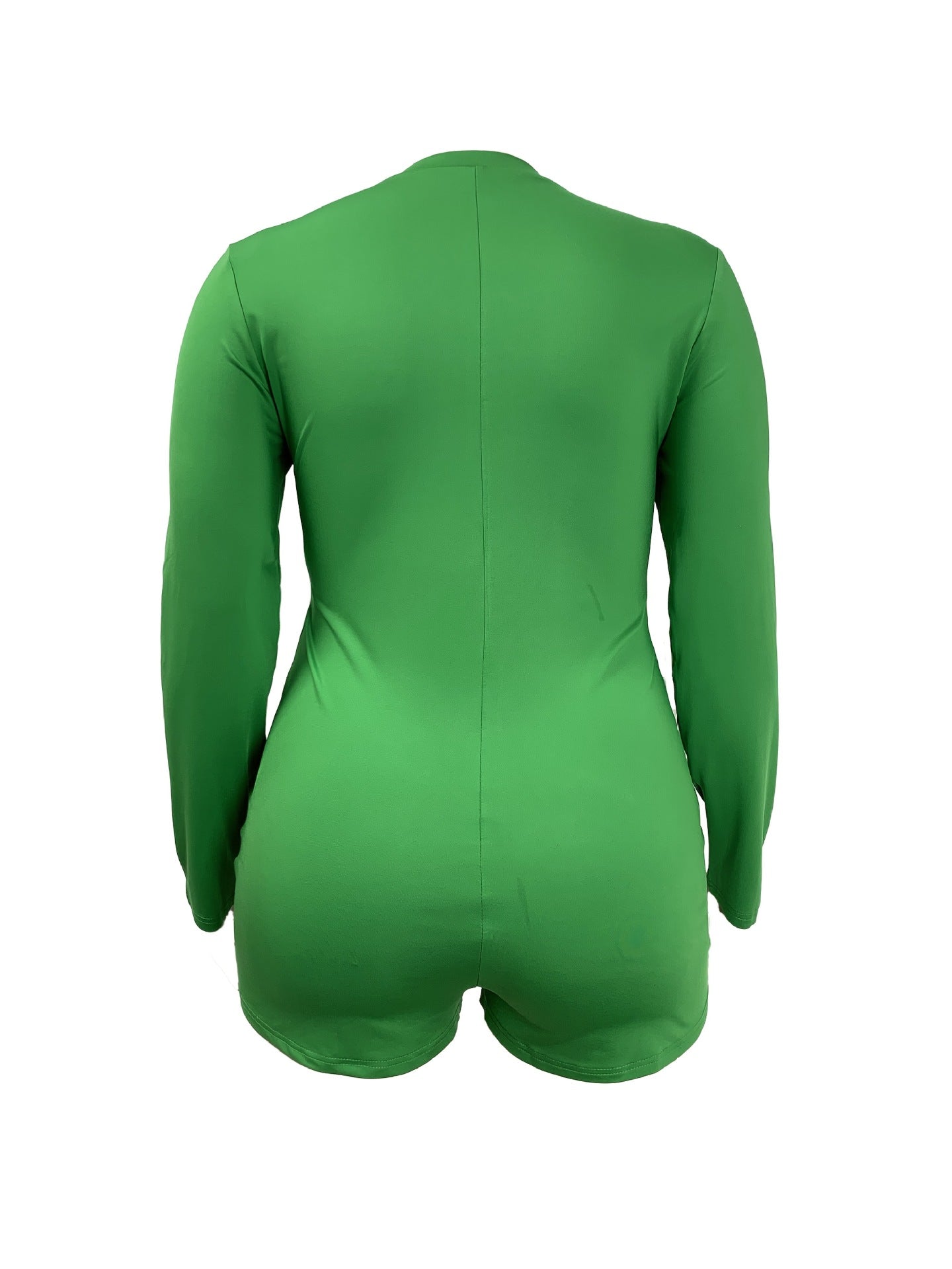 Plus Size Spring Summer Simplicity Slim round Neck Long Sleeve Zipper Cautious Jumpsuit