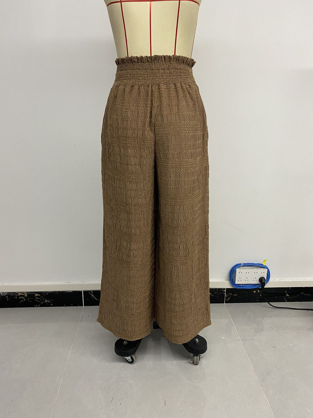 Summer Women Wear Texture Solid Color Wide Leg Casual Pants